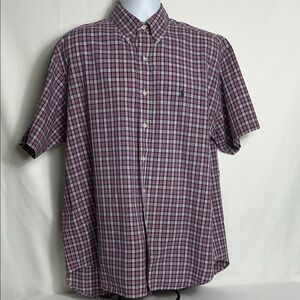 Ralph Lauren Blake Red Blue Plaid Casual Button Down Short Sleeve Cotton Shirt